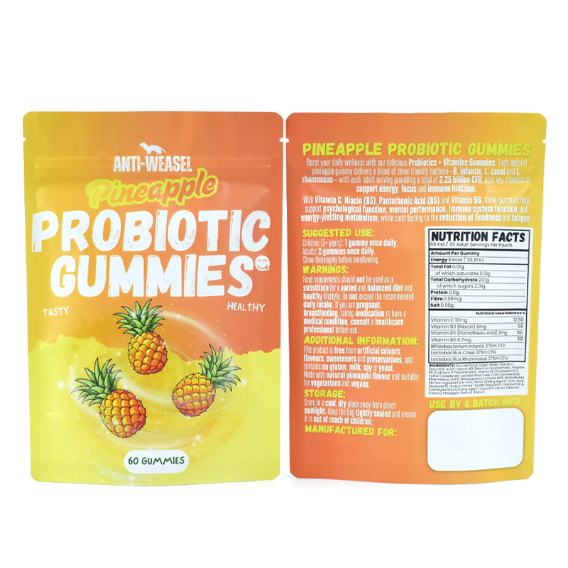 Customized Zipper Top Stand up Pouch for Pineapple Gummies Candy - image 4