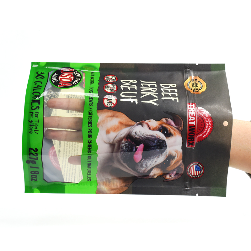 Customized UV Effect Stand up Pouch with Clear Window for Pet Dog Food Beef Jerky - image 4