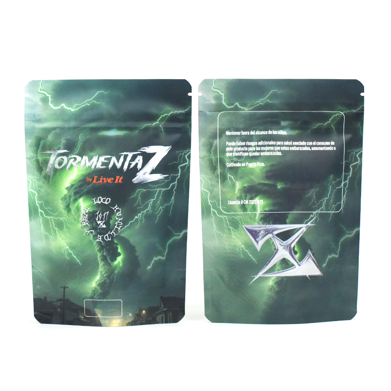 Custom Printed Exposed Foil Stand up Pouch with Child Proof Zipper for Cannabis - image 3