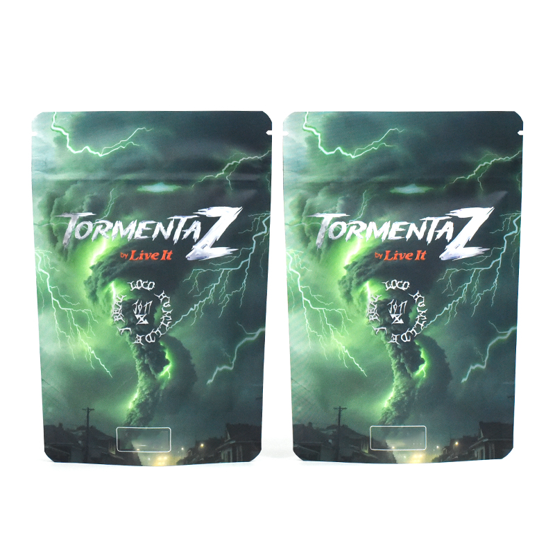 Custom Printed Exposed Foil Stand up Pouch with Child Proof Zipper for Cannabis - image 2