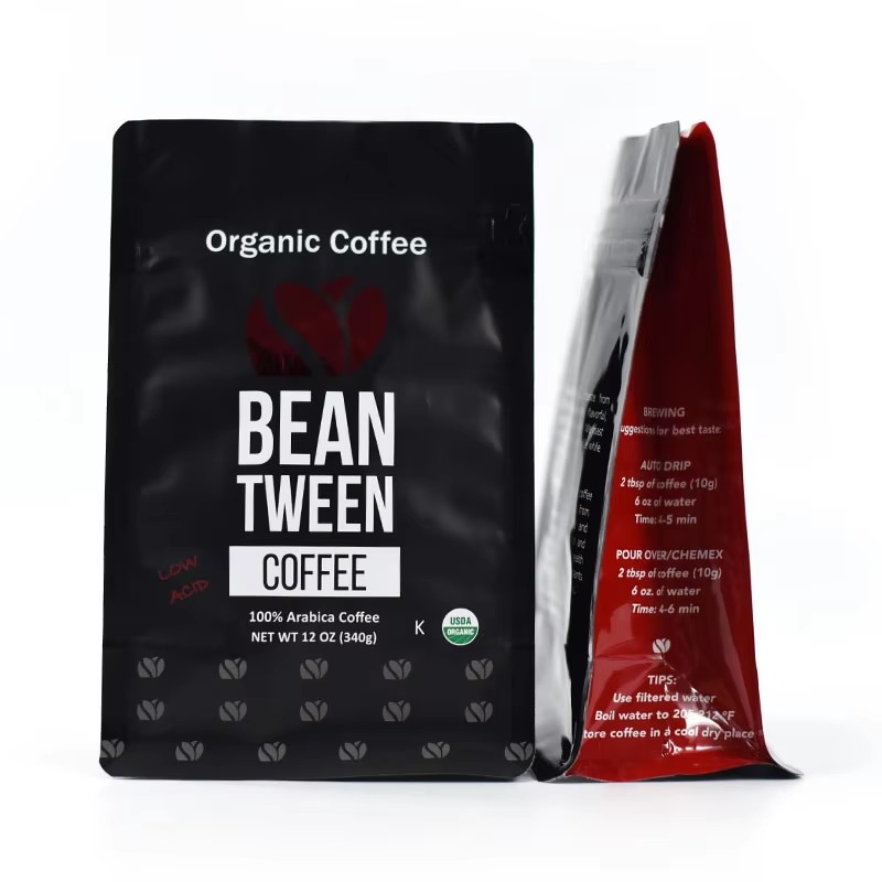 Custom Matte Finish Flat Bottom Pouch with Air Valve T-zipper for Coffee Beans - image 4