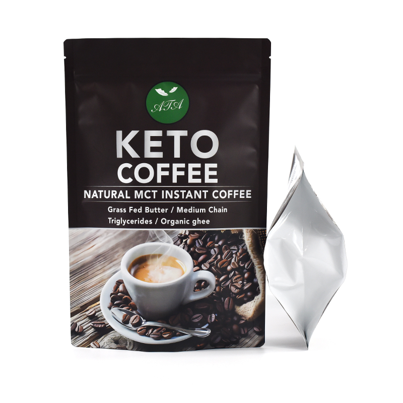 Custom Aluminum Foil Stand up Zipper Pouch for KETO Coffee