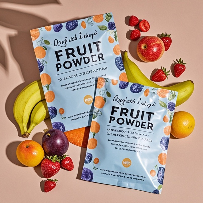 Customized Vibrant Printing Three Side Seal Flat Pouch for Organic Fruit Powder - image 2