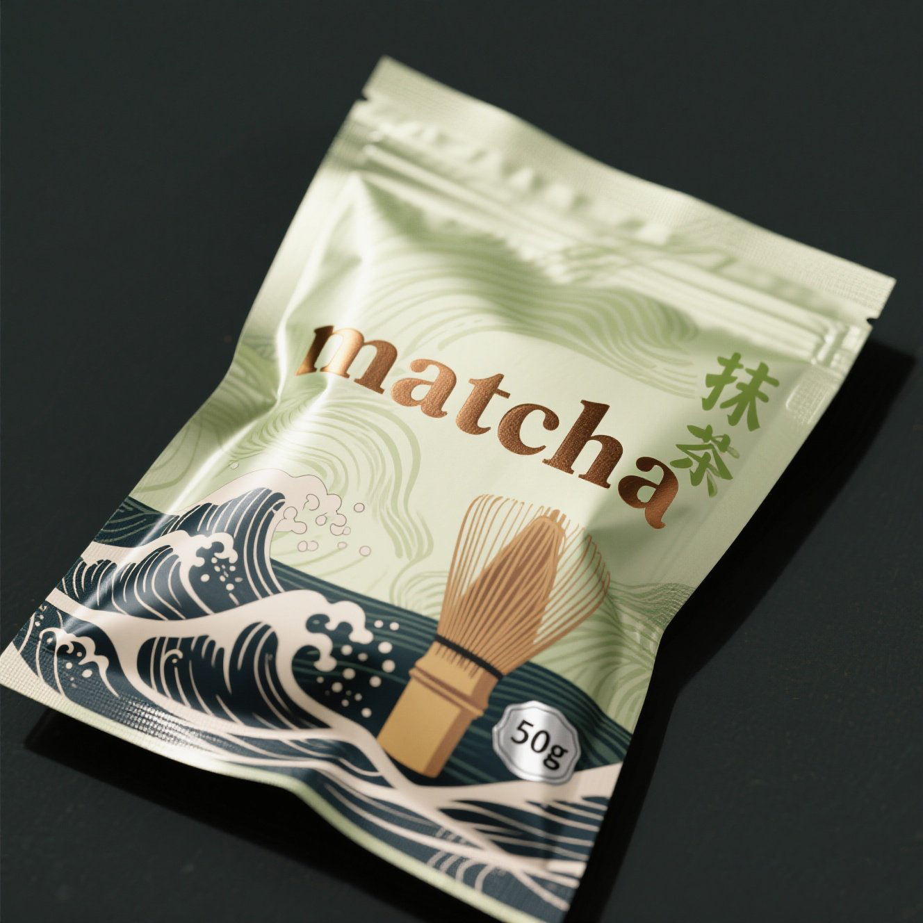 Custom Printed Glossy or Matte Finish Flat Pouch for Matcha Powder Coffee Powder - image 3