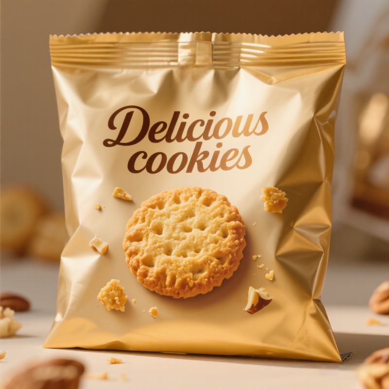 Customized Golden Glossy Finish Back Side Seal Bag for Delicious Cookies Mylar Bag - image 2