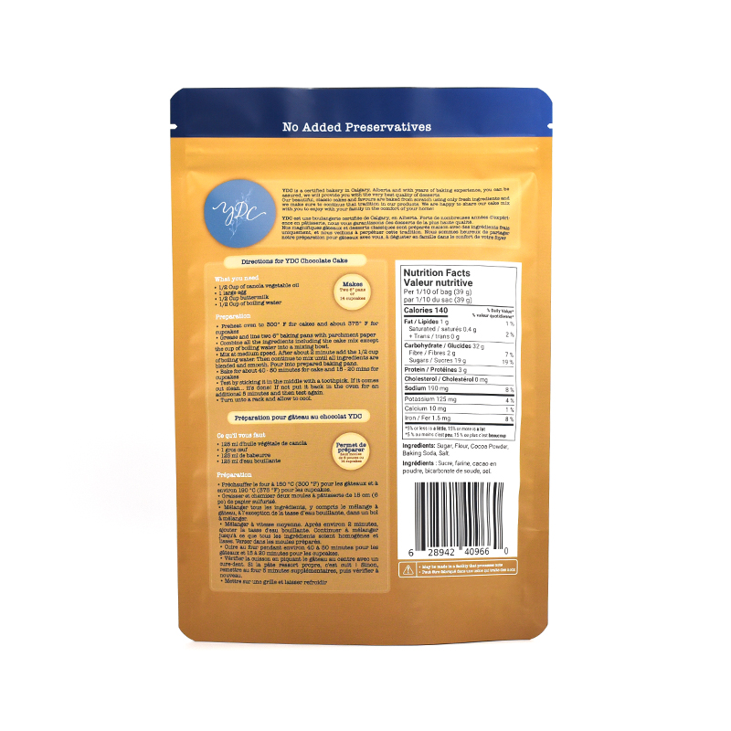 Customized Food Packaging Stand up Pouch with Ziplock for Cake Mix - image 6