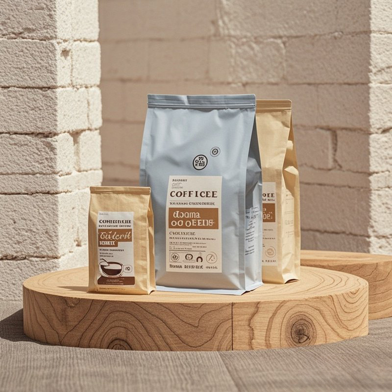 Custom Printed Recyclable Biodegradable Flat Bottom Pouch with Zipper for Coffee