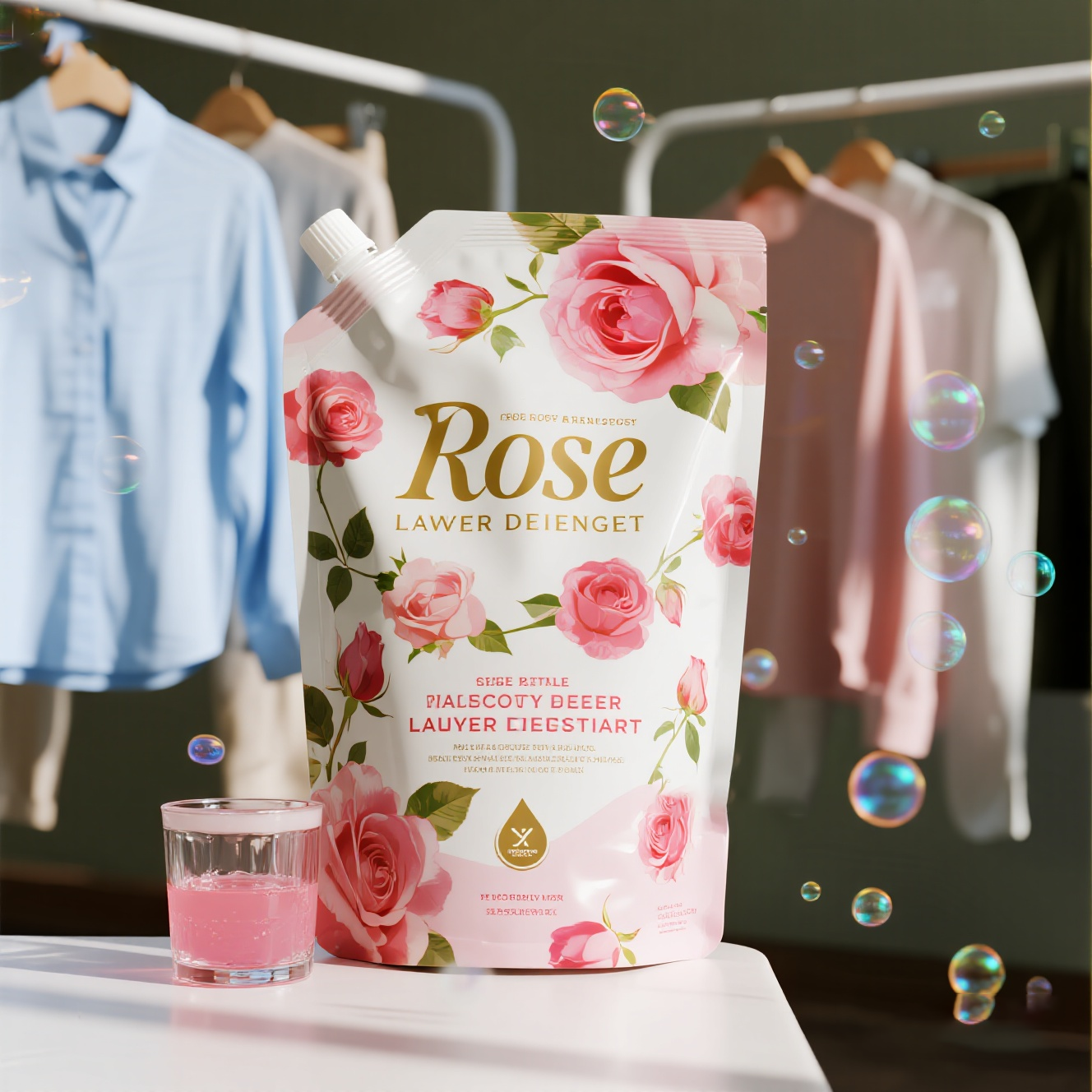 Customized Waterproof Spout Pouch for Rose Laundry Detergent Washing Liquid - image 5