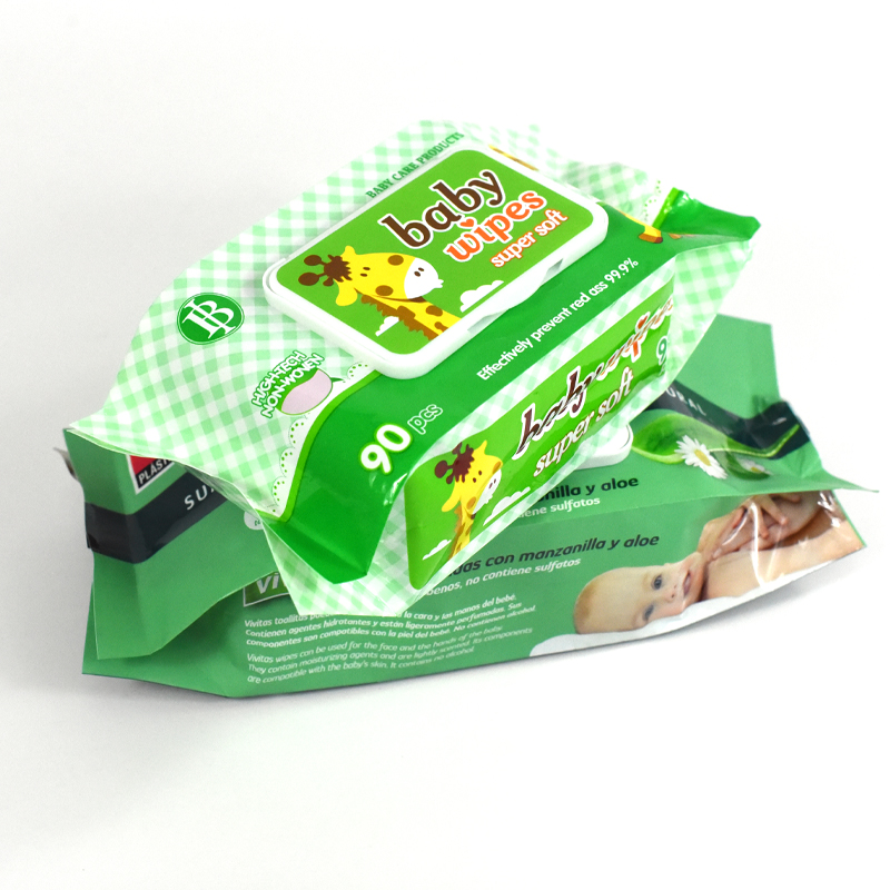 Customized Heat Seal Back Side Seal Pouch with Lid for Wet Wipes Packaging Bag