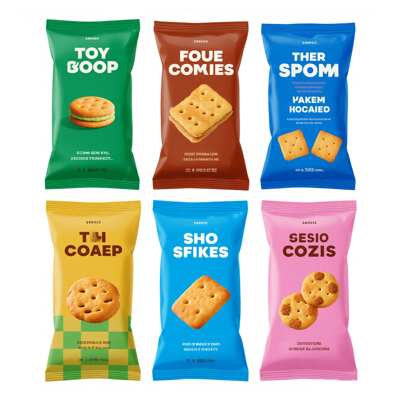 Free Sample Customized Various Color Design Back Side Seal Pouch for Cookie Snack