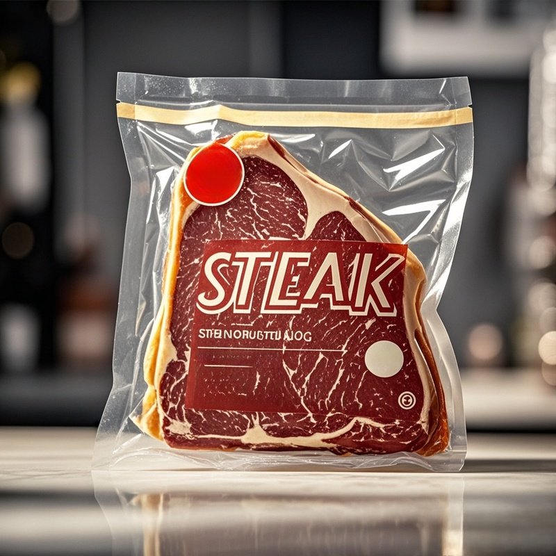 Customized Branded Design Food Vaccum Bag for Steak Meat Beef Packaging Bag