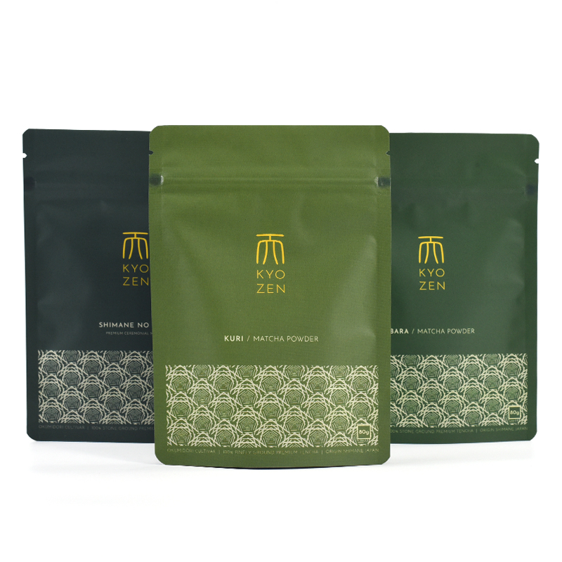 Customized Simple Design Green Printing Stand up Pouch for Matcha Powder
