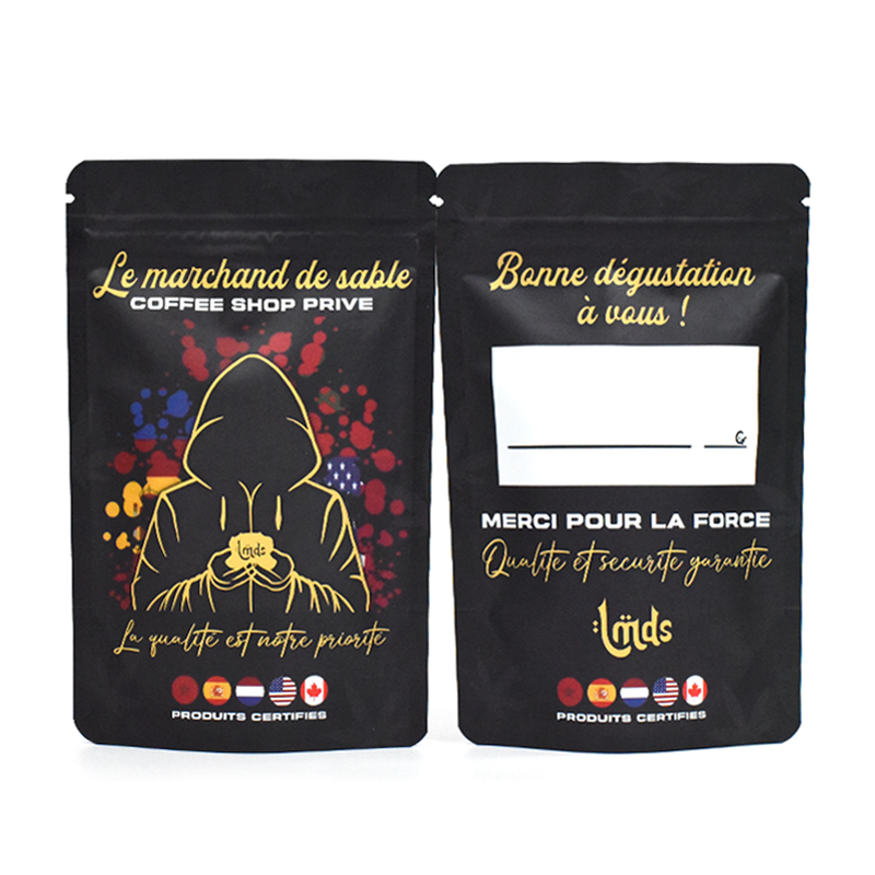 Customized Black Matte Aluminized Stand up Pouch for Hemp Product - image 3
