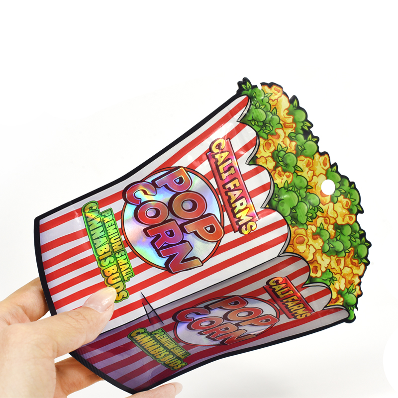 Customized Popcorn Special Shaped Pouch Bag with Double Zipper for Cannabias Buds - image 4