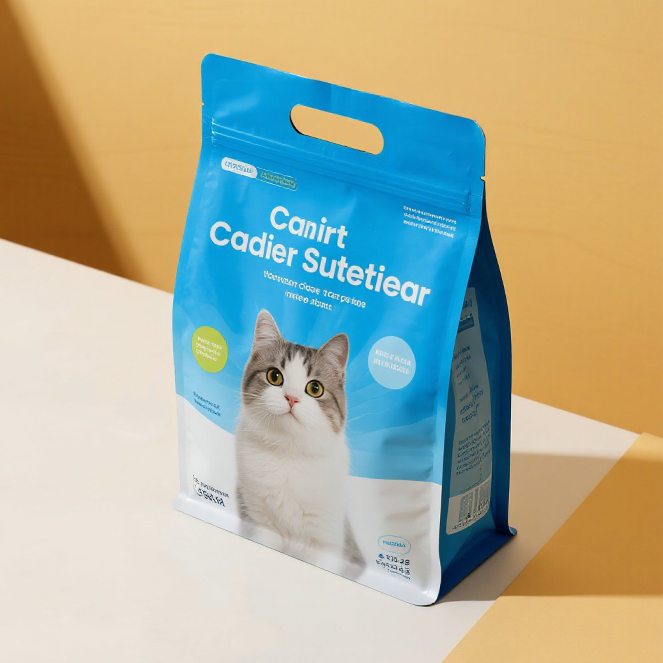 Customized Heavy Duty Flat Bottom Pouch with Hand Length Handle for Cat Litter - image 7