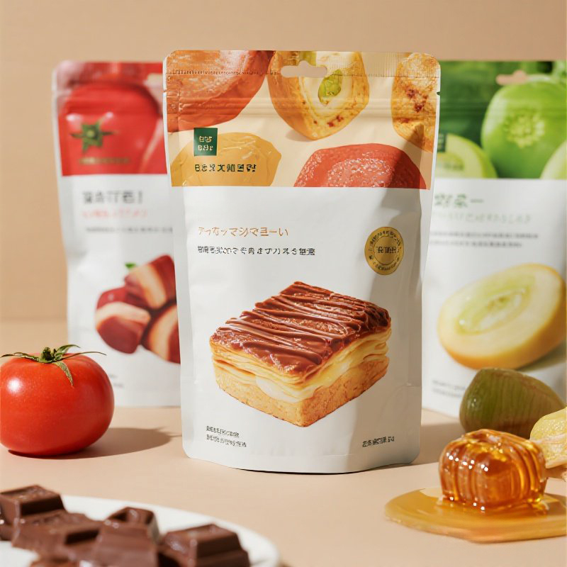 Customized Japanese Brand Stand up Ziplock Pouch for Snack Cake Mylar Bag