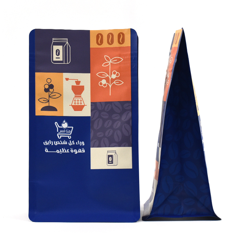 Custom Plastic Bags for Coffee Beans Flat Bottom Bag with T-zipper - image 4