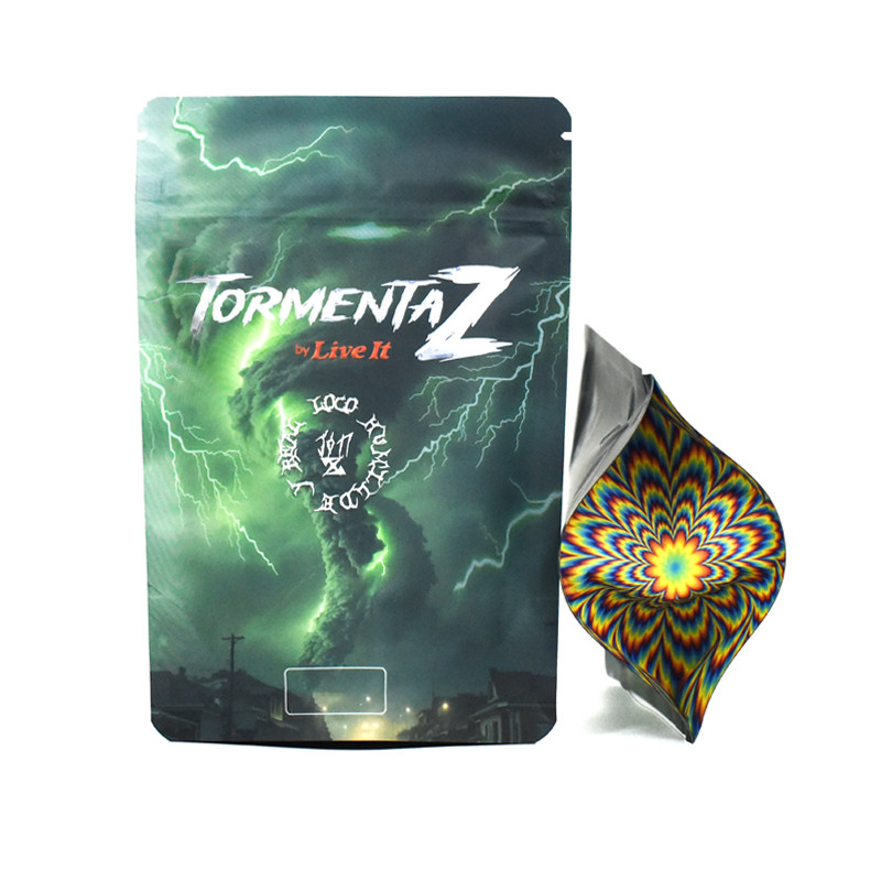 Custom Printed Exposed Foil Stand up Pouch with Child Proof Zipper for Cannabis