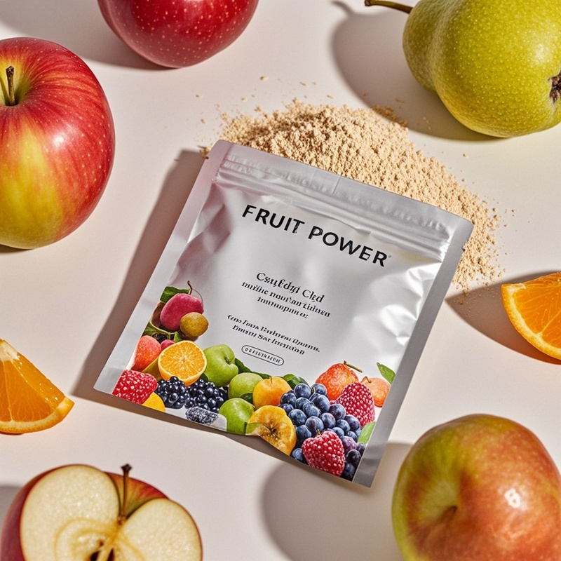 Customized Vibrant Printing Three Side Seal Flat Pouch for Organic Fruit Powder - image 5