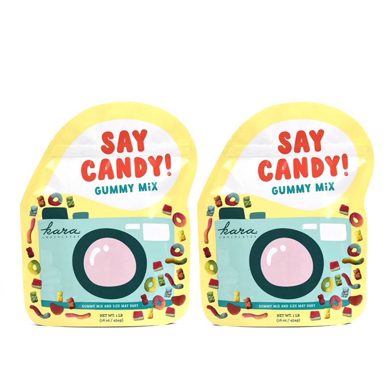 Custom Printed Glossy Aluminized Die Cut Stand up Pouch for Candy Mylar Bag - image 2