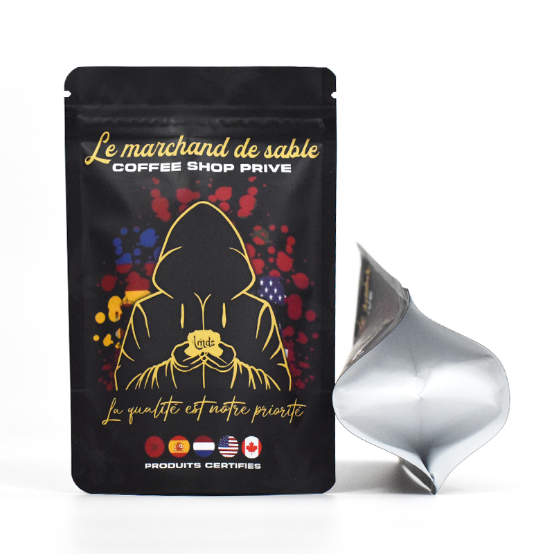 Customized Black Matte Aluminized Stand up Pouch for Hemp Product - image 4