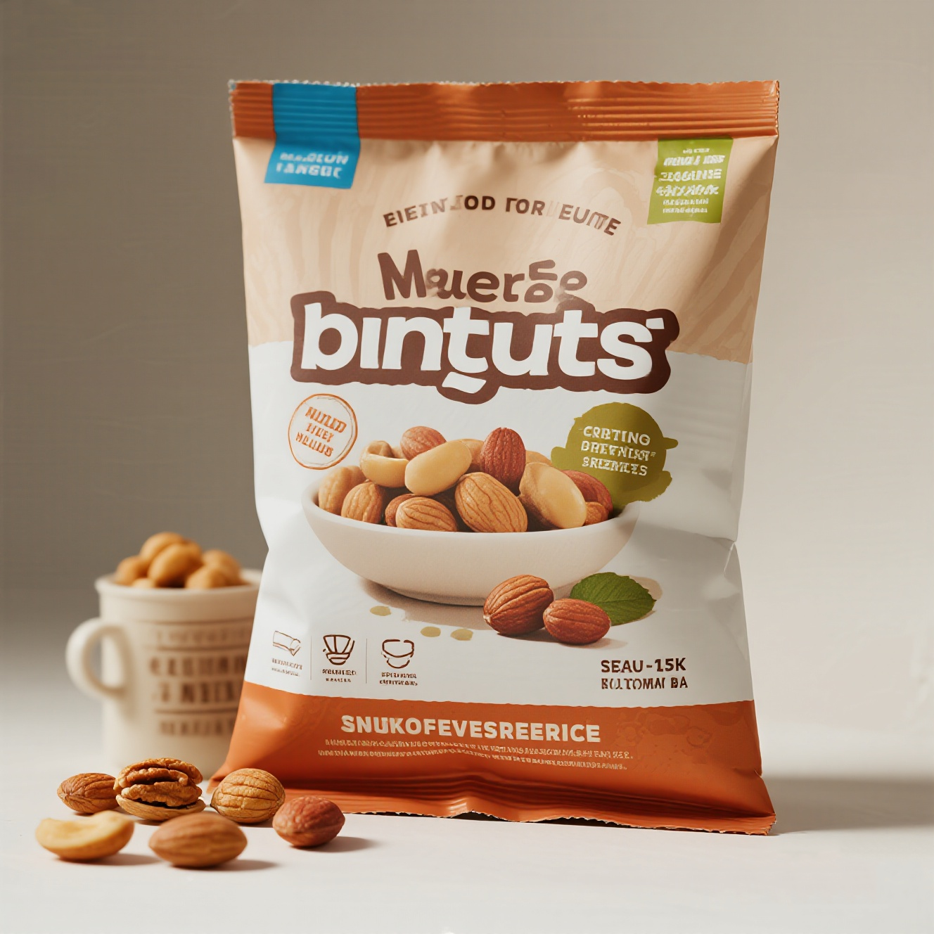 Custom Printed Back Side Middle Seal Bag for Nuts Peanuts Snack Mylar Bag