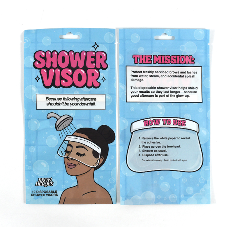 Custom Printed Plastic Bags with Logo Flat Zipper Bag for Shower Visor - image 3
