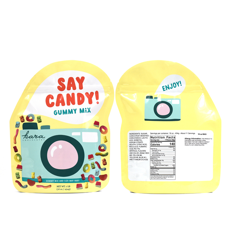 Custom Printed Glossy Aluminized Die Cut Stand up Pouch for Candy Mylar Bag - image 3