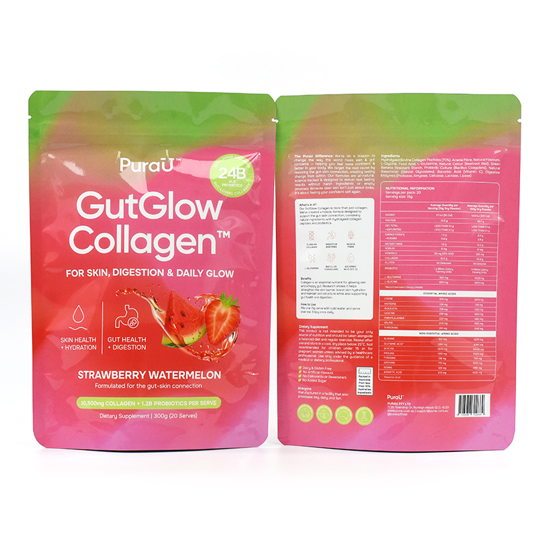 Customized Pink Glossy Finish Stand up Pouch with Strong Sealing Zipper for Supplement - image 3