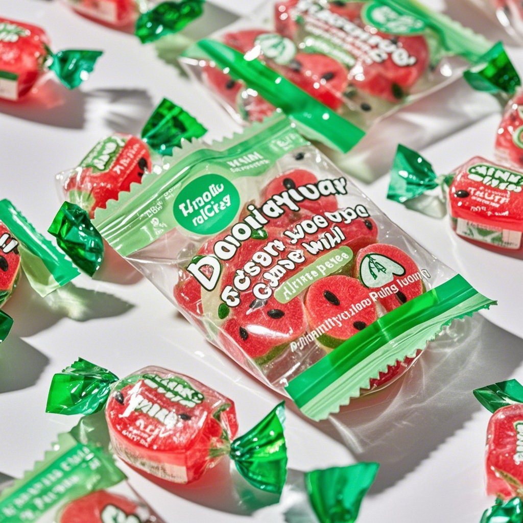 Custom Printed Food Grade Material Transparent Back Seal Bag for Watermelon Gummy