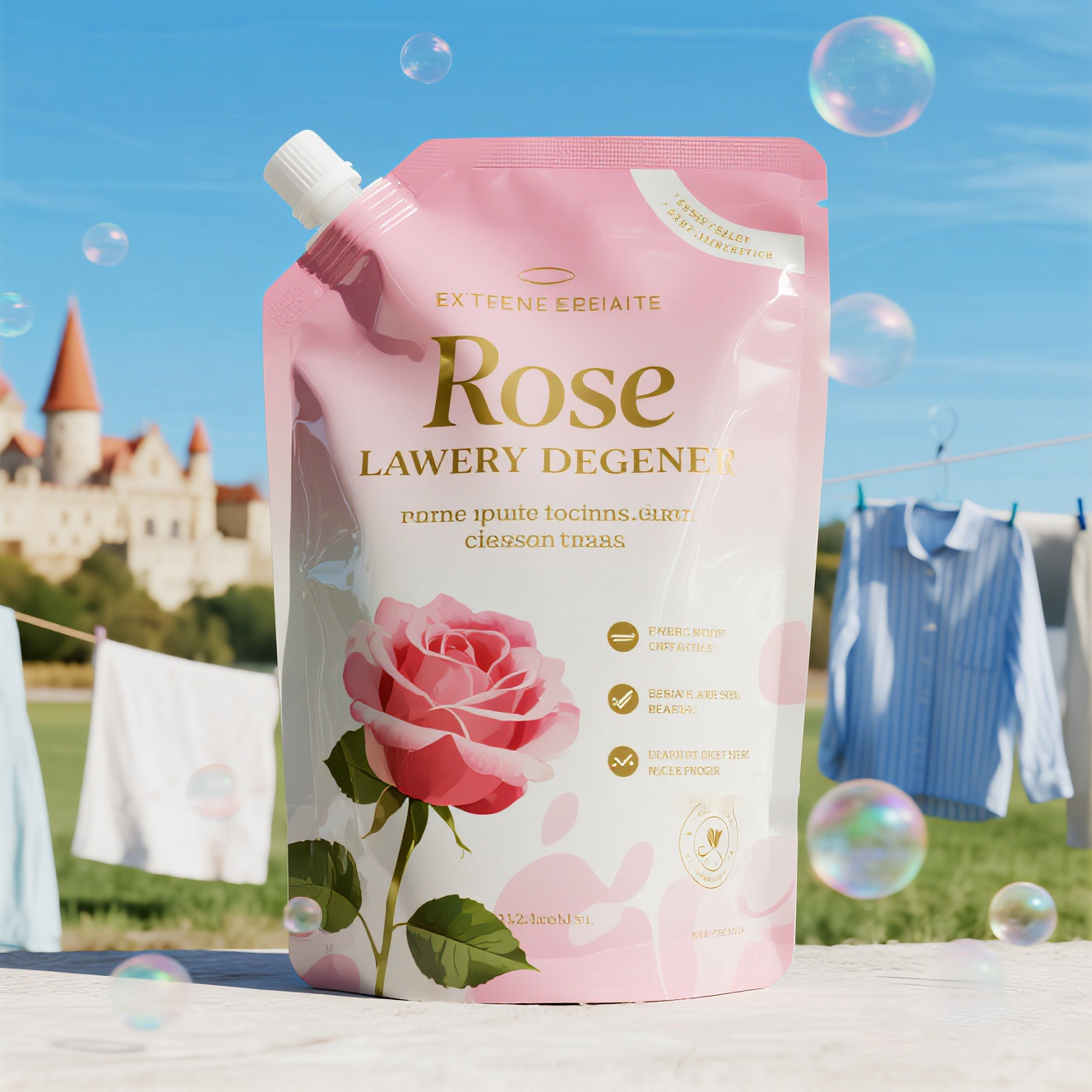 Customized Waterproof Spout Pouch for Rose Laundry Detergent Washing Liquid - image 3