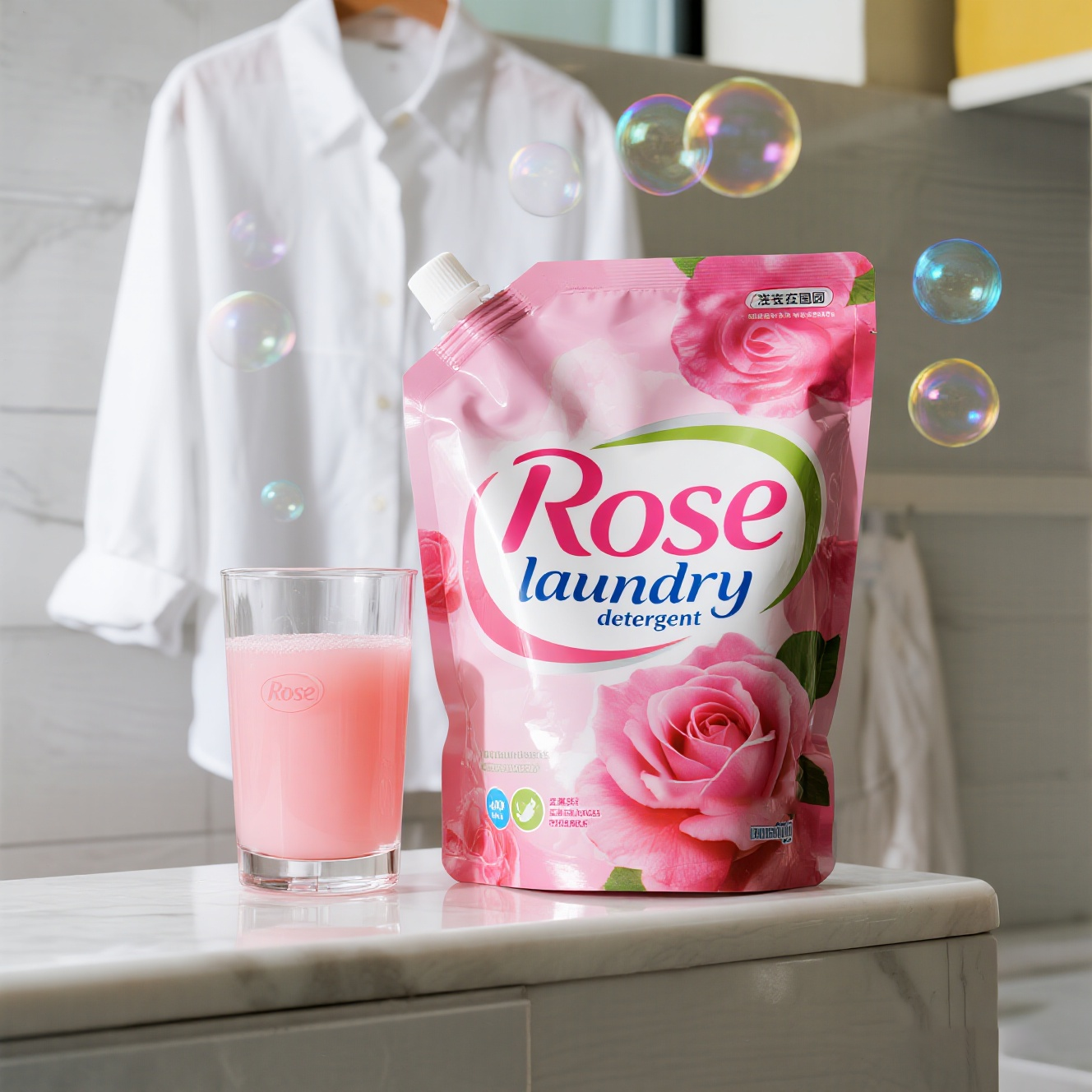 Customized Waterproof Spout Pouch for Rose Laundry Detergent Washing Liquid - image 4