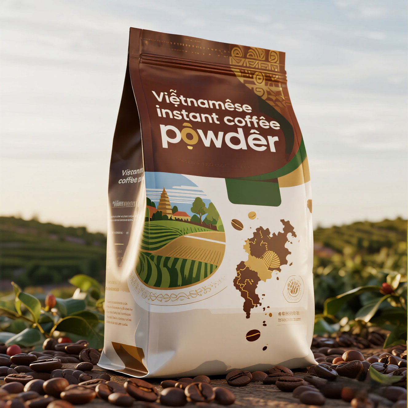 Customized Coffee Packaging Bag Zip Packing Pouch Square Bottom Bag with Easy Tear Zipper - image 3