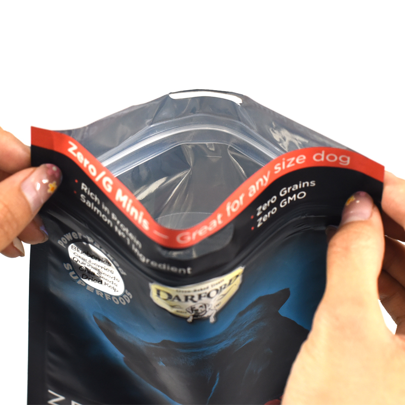 Customized Exposed Foil Flat Bottom Pouch with Euro Hole for Pet Food Dog Treats - image 7
