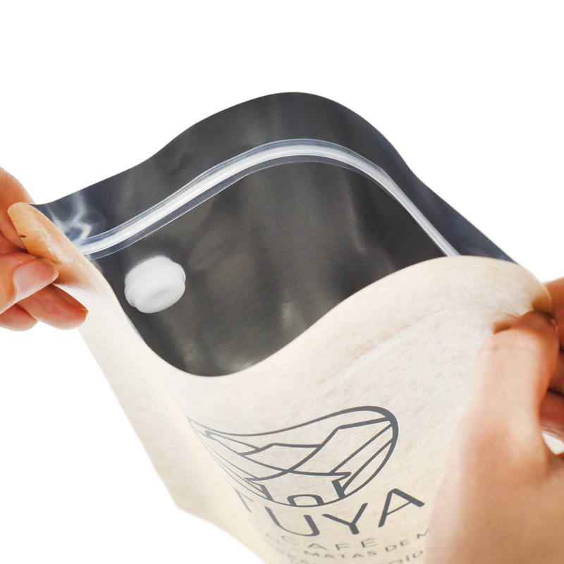 Eco-friendly Recyclable Kraft Paper Stand up Pouch with Air Valve for Coffee - image 5