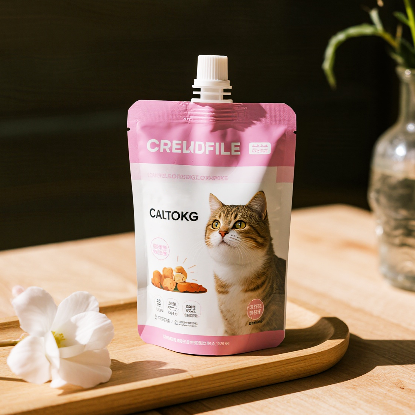 Customized Matte Finish Spout Pouch with Stand up Bottom for Pet Cat Wet Food