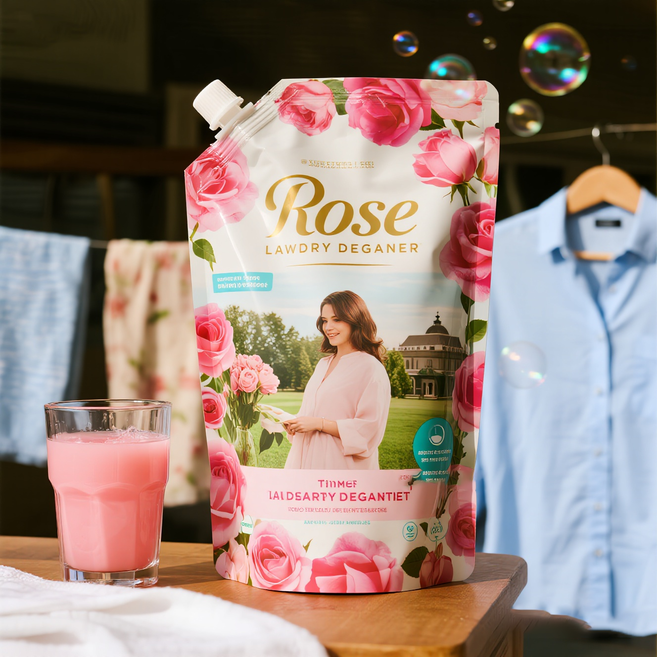 Customized Waterproof Spout Pouch for Rose Laundry Detergent Washing Liquid - image 2