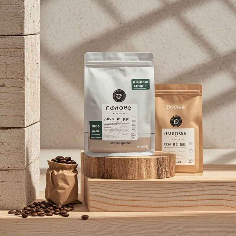 Custom Printed Recyclable Biodegradable Flat Bottom Pouch with Zipper for Coffee - image 2