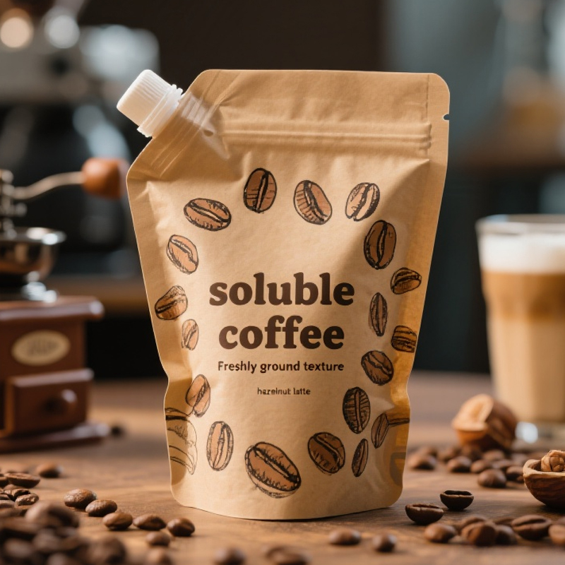 2025 Hot Sale Eco-firendly Kraft Paper Spout Pouch for LIquid Coffee - image 4
