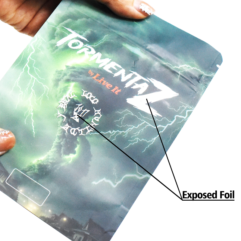 Custom Printed Exposed Foil Stand up Pouch with Child Proof Zipper for Cannabis - image 4