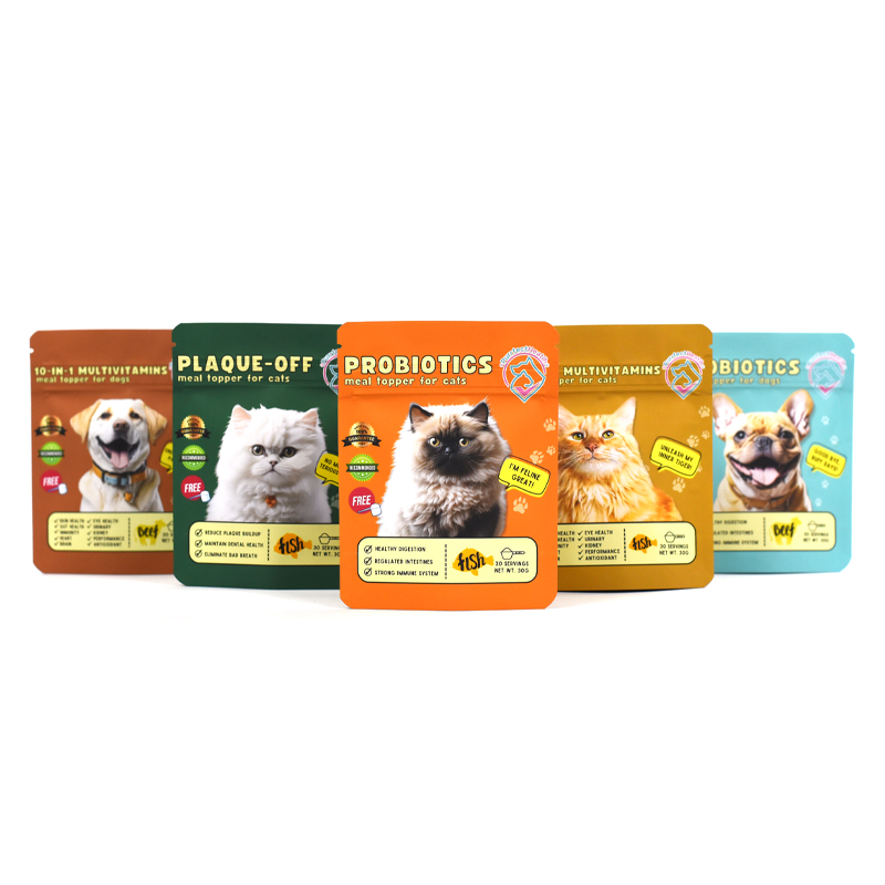 Customized Color Soft Touch Material Stand up Pouch with Double Zipper for Pet Food