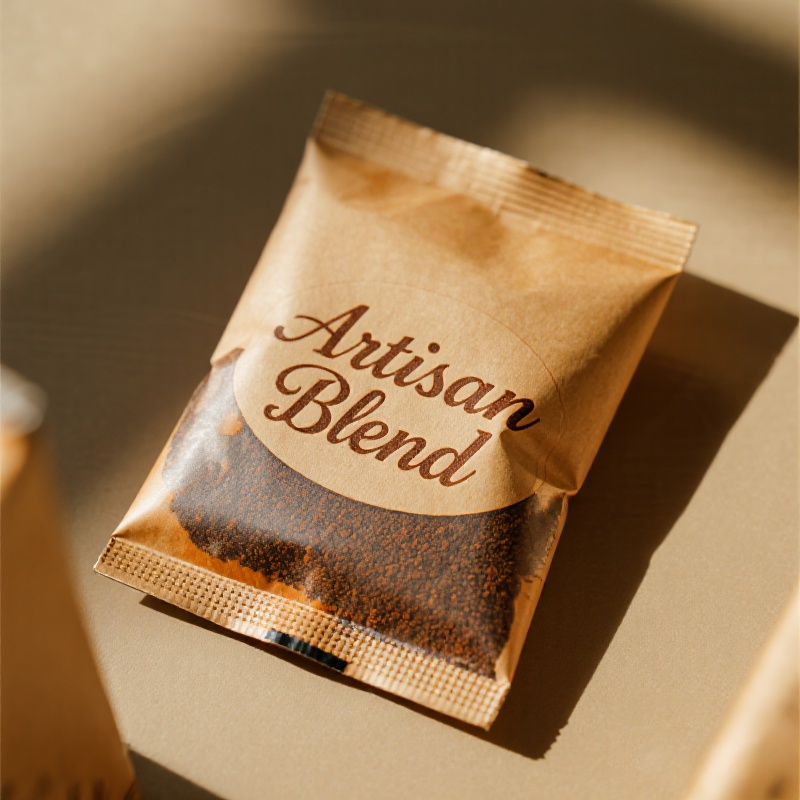 Customized Brown Matte Finish Disposable Back Sealed Bag for Instant Coffee Powder