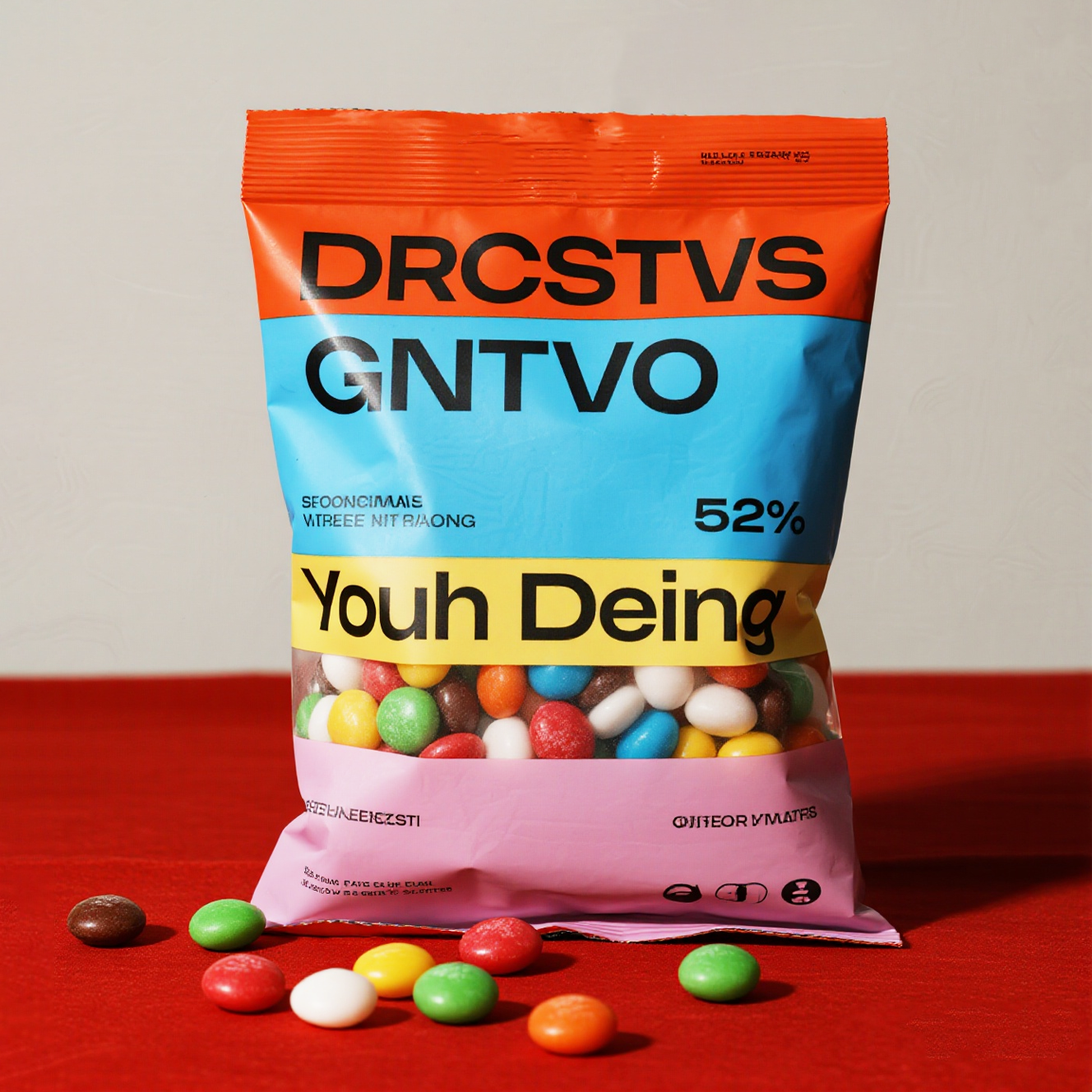 Customized Vibrant Printing Back Side Seal Bag for Candy Gummy Chocolate