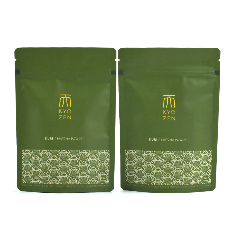 Customized Simple Design Green Printing Stand up Pouch for Matcha Powder - image 2