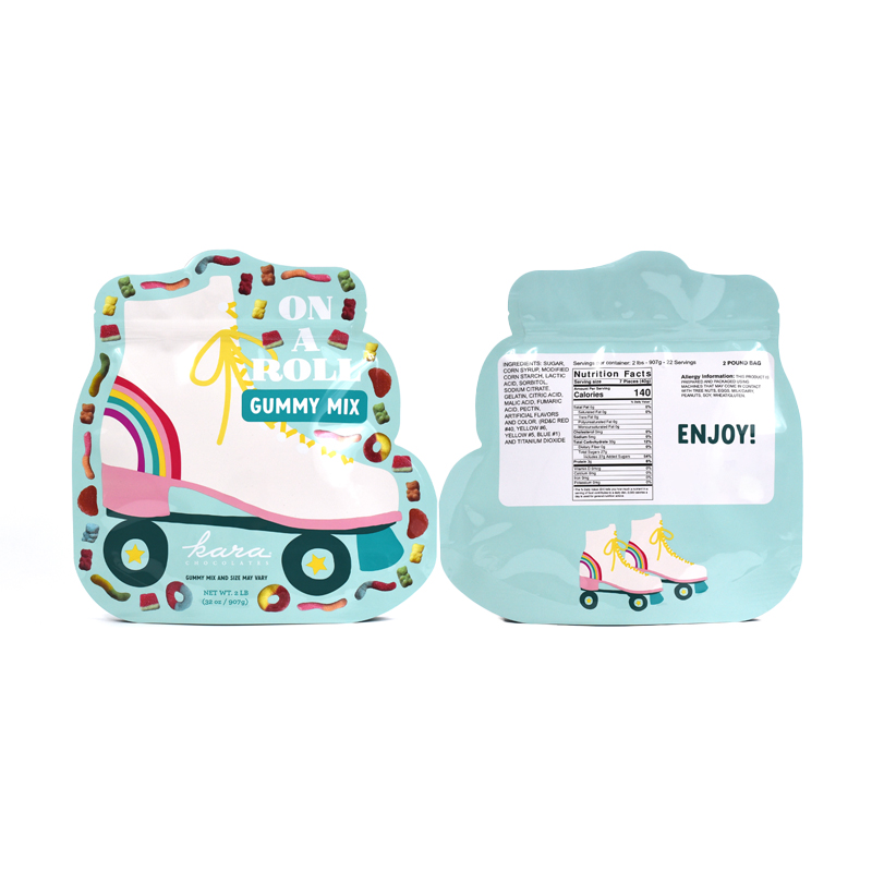 Customized Glossy Finish Die Cut Shaped Pouch with Stand up Bottom for Gummy Mix - image 3