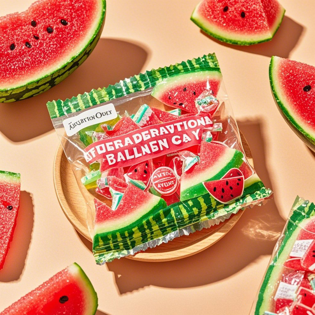 Custom Printed Food Grade Material Transparent Back Seal Bag for Watermelon Gummy - image 6