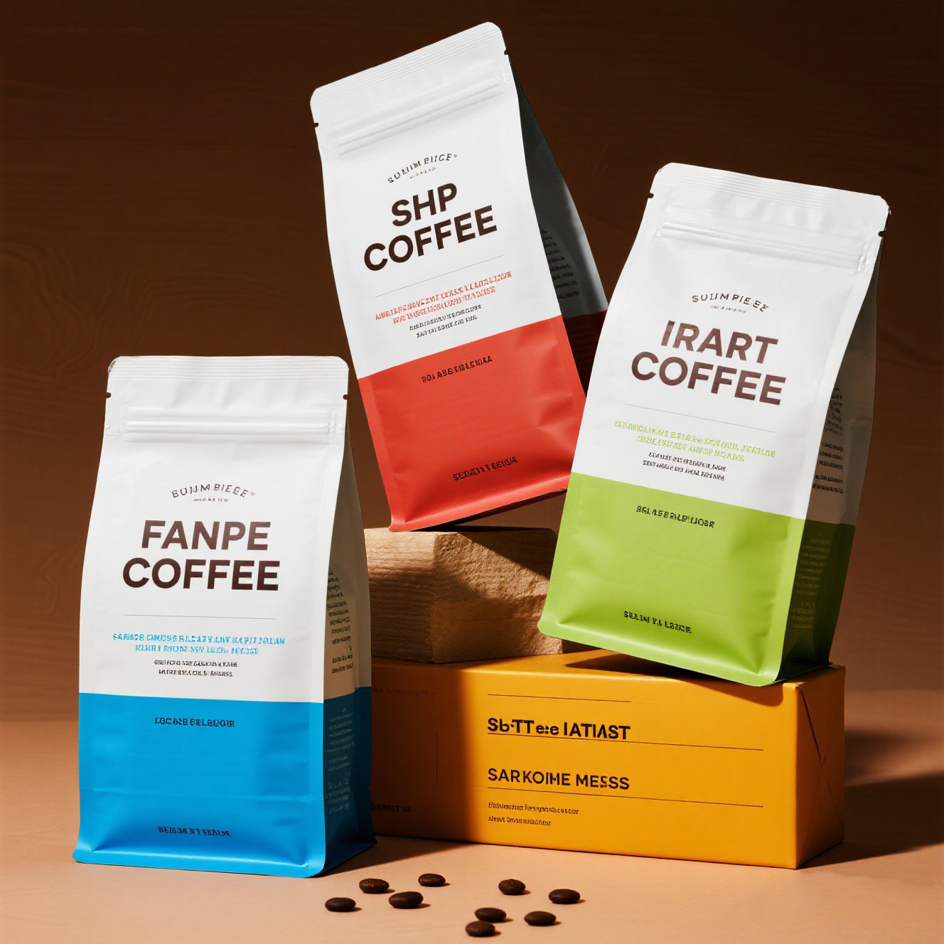 Customized High Quality Eight Side Seal Flat Bottom Pouch for Coffee Beans