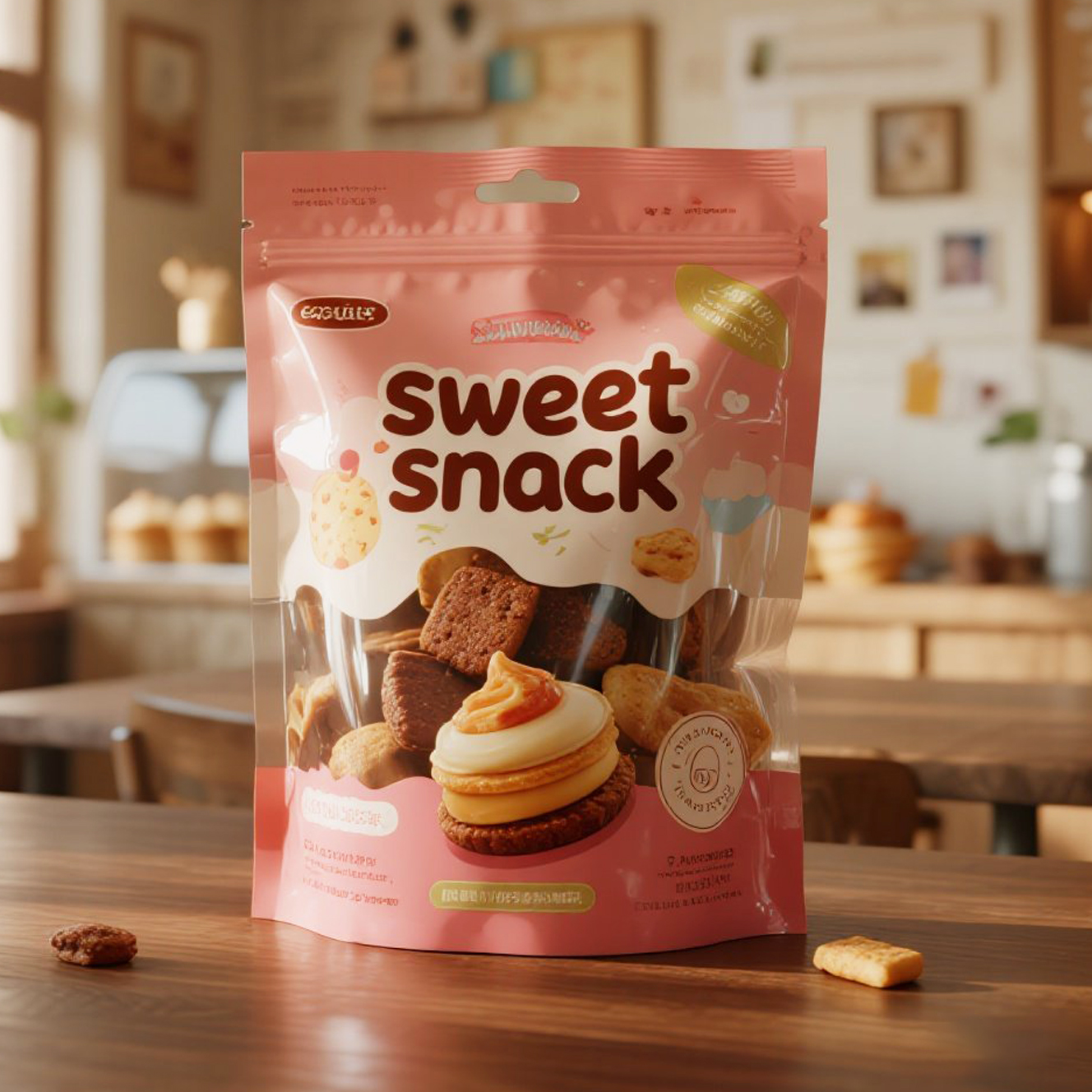 Customized Flexible Stand up Pouch with Special Shaped Window for Nuts Snack