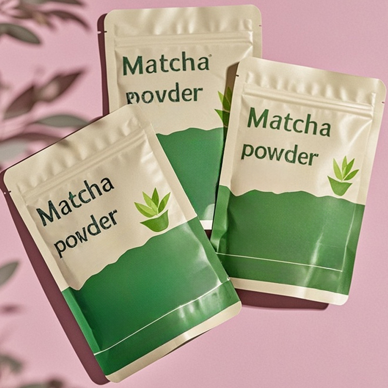 Customized Clear Printing Flat Pouch with Ziplock for Matcha Powder Mylar Bag - image 2