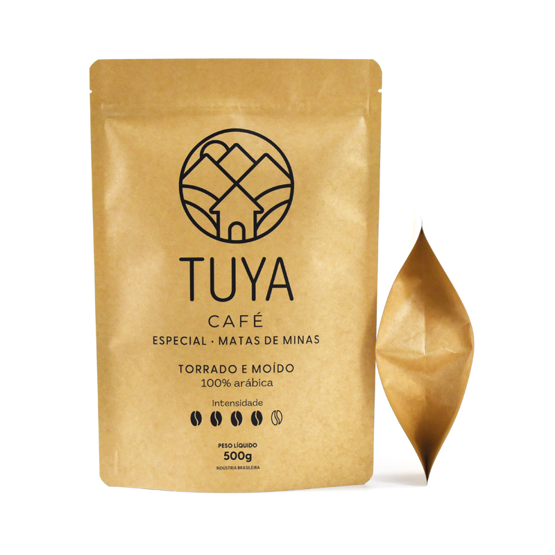 Eco-friendly Recyclable Kraft Paper Stand up Pouch with Air Valve for Coffee - image 2